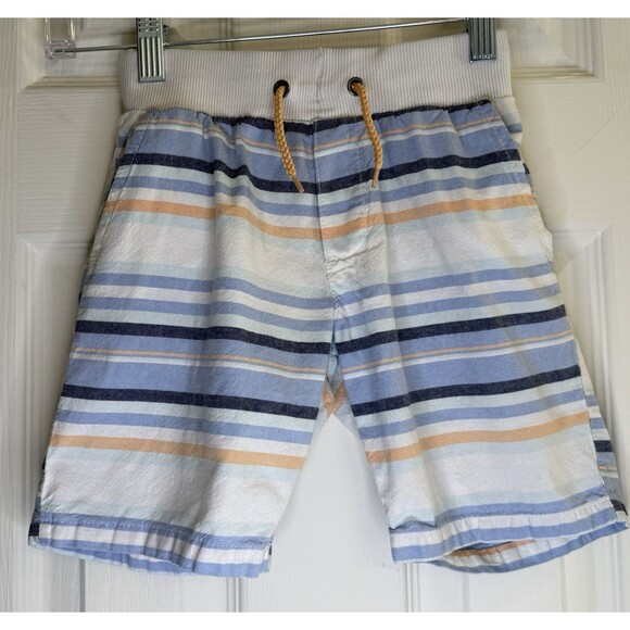 U.S. Polo Assn. Boys Striped Shorts M 5/6 Drawstring Waist 100% Cotton Casual - Picture 1 of 4